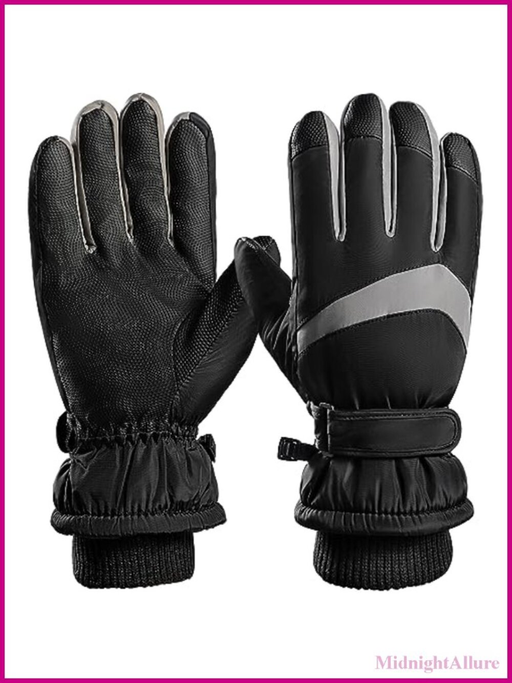 Waterproof Windproof Ski Gloves Touchscreen PU Leather Palm Wool Lined